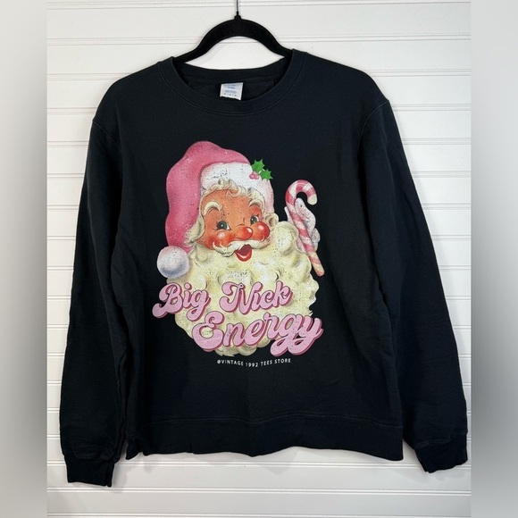 Tops - Big Nick Energy women’s Santa Christmas black graphic sweatshirt. Size medium